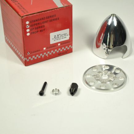 New, all aluminum spinner with light weight all aluminum back plate for a smooth spinning on you engine in popular sizes.