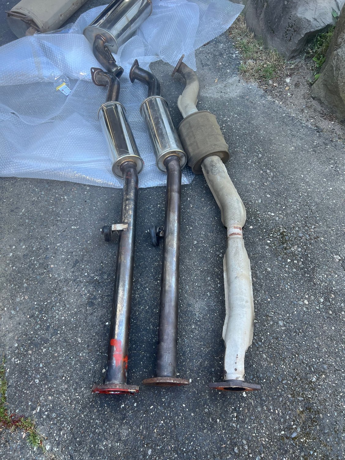 Midpipes and one stock midpipe for comparison