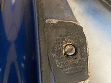 For the front holes my dad made some threads that have a sharp point to mark the front two holes