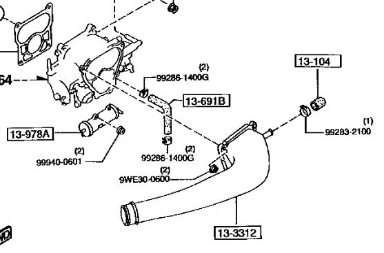 92-95 PURGE SOLENOID TO THROTTLE BODY HOSE