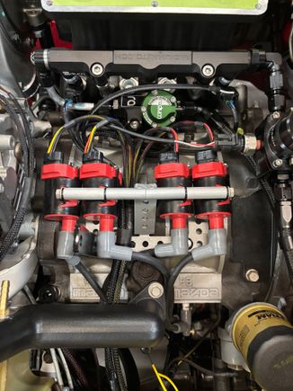 Radium engineering fuel components. I’ve installed 2x injector dynamics 1050x and 2x 1700 injectors. A set of Msd d585 ls coils. Started laying out the engine harness and body harness aswell