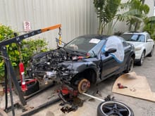 Crashed RX8 removing the 6 speed 6port trans and engine.