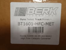 Berk 63.5 mm high flow catalytic converter $120.  (See for more information)