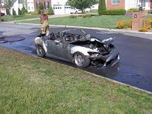 Dad was driving got out and tried to extingishers with no luck