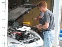 Skip adjusts his valves