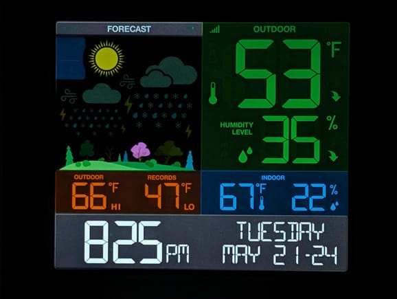 5-32-2024 with 53° at 8:25 pm in Loveland,  Colorado.



