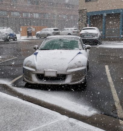 That is a blue car under all that ice!