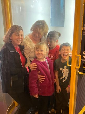 Feeling hurricane winds at the science center in Baltimore. 