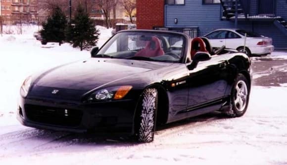 Black S2000 in the snow