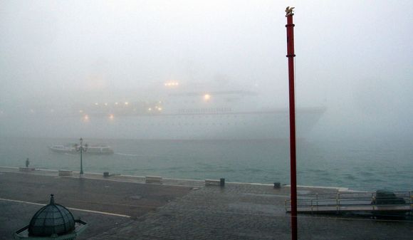 088 A ghost ship passes our hotel at 6 am.JPG