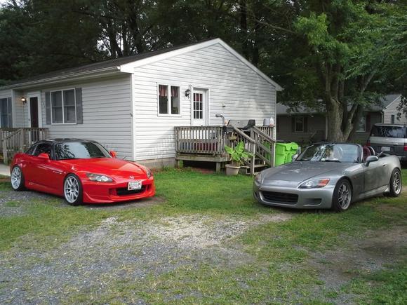 My friend and mechanic Bretts HKS SC MY05 and my car after many upgrades being installed.