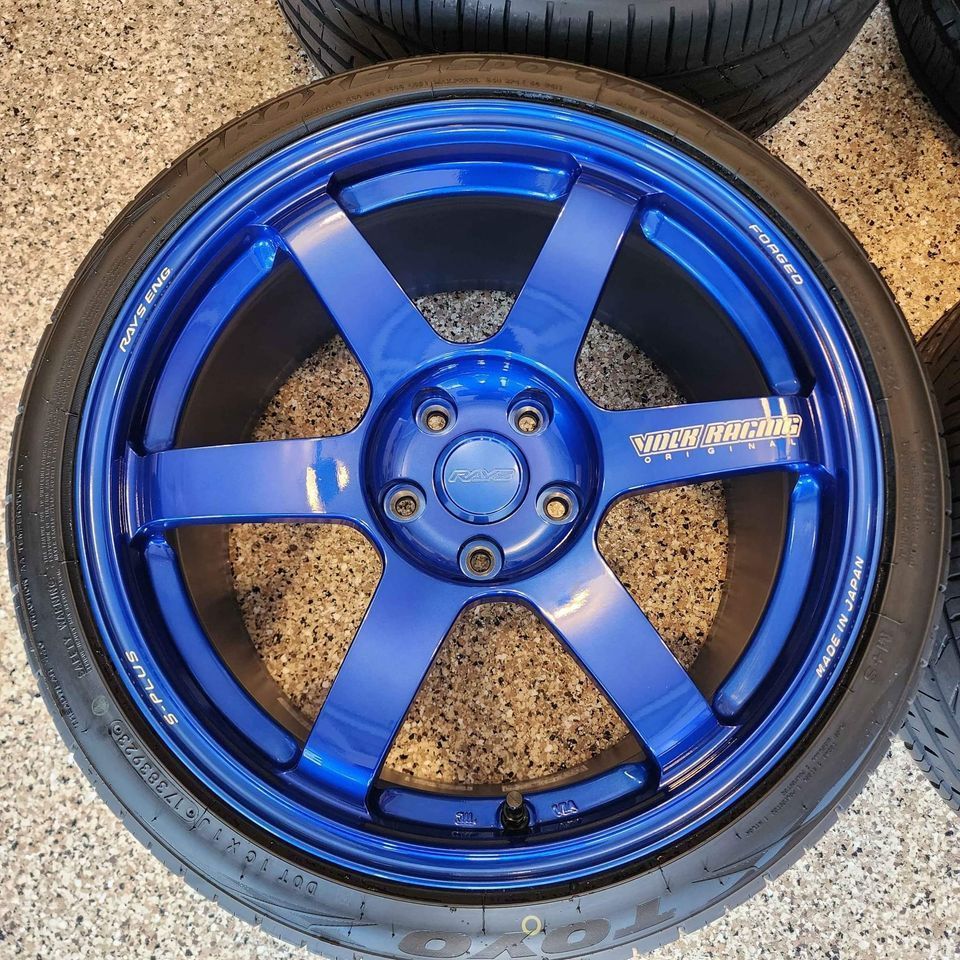 Wheels and Tires/Axles - Hyper Blue 18x9.5 +38 5x114.3 Volk Racing TE37s on 245/35 Toyo Tires - Used - All Years  All Models - Ellicott City, MD 21043, United States