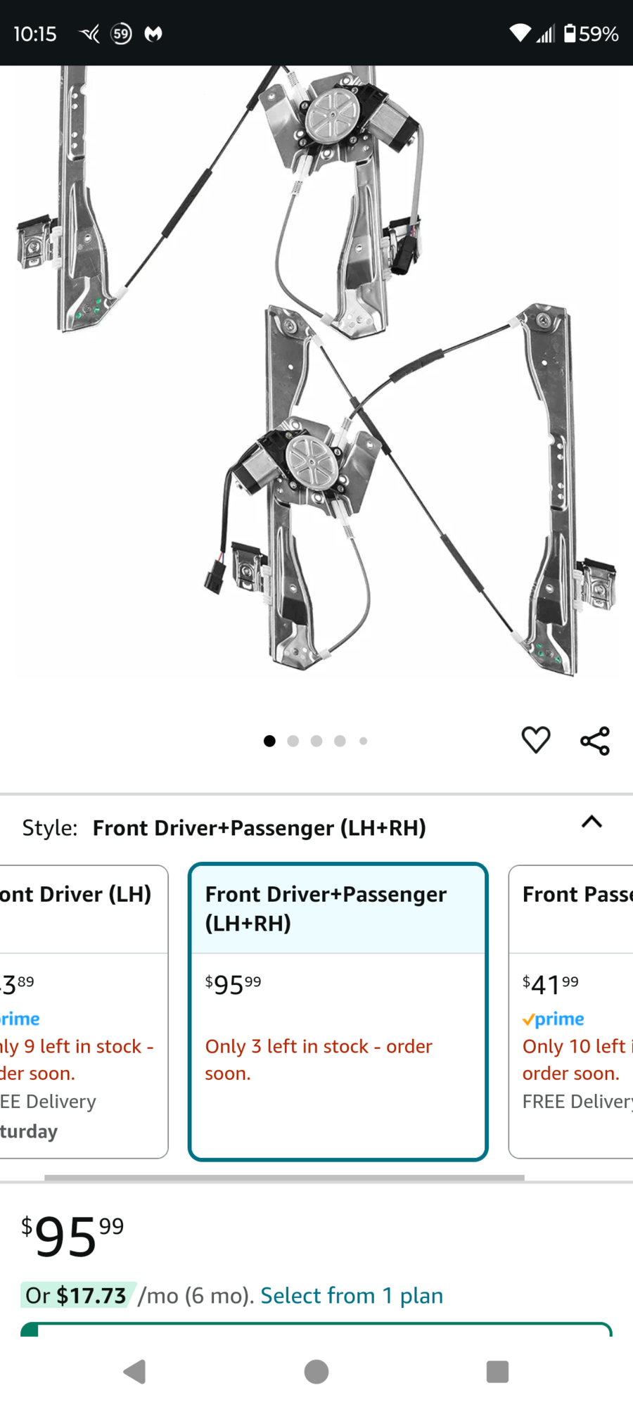 Front driver and passenger pair fit