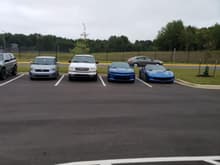 Here is my car parked with some of my friends' cars at school.
