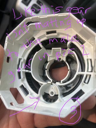 It’s like this female hole and gear don’t mate with the male pin and gear in other pic. 