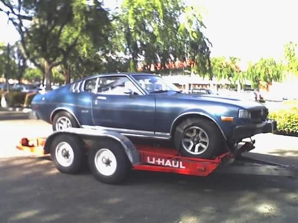 76 Celica on trailer