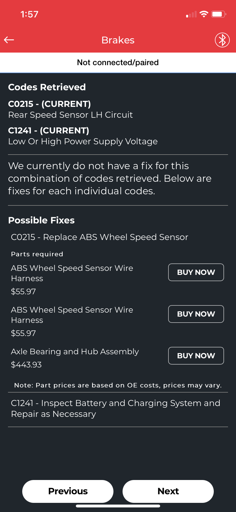 Got Wheel Speed Sensor Codes C0215, C1241 and EMPS Code U0100 