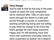 This guy is totally deluded!!! I'm not entirely sure what he has been smoking but he seems to have passed it around his sheeple on facebook!!! They're all high.... Or just that stupid!

I can think of several complaints he has had in the last two yers. Well, not including mine and the missus' I can list at least 6 customers that had either lost an engine or a whole car. Mine, stephens and Dave's alone totals about £15k worth of damage..