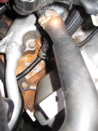 This is the culprit - the thin black metal pipe joined to the protected rubber hose.