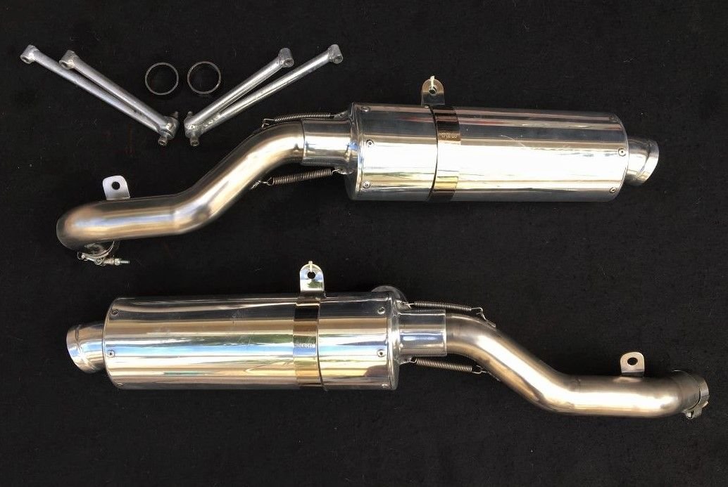 FS TWO BROTHERS HIGH MOUNT POLISHED ALUMINUM SLIP ON EXHAUST MUFFLERS