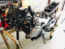 Bare as it gets.  
Now to remove the carbs, do the tps mod, and put in the mcct's which was the whole reason in the first place to tear it all down.  😉
