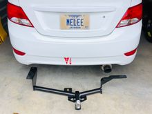 Trailer hitch is in ready to tow the steed when necessary. 