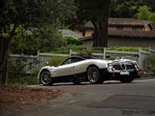 Pagani  Zonda F driven by Horacio Pagani by a neighborhood in the United States. By Charlie Davis Photography