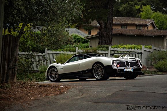 Pagani  Zonda F driven by Horacio Pagani by a neighborhood in the United States. By Charlie Davis Photography