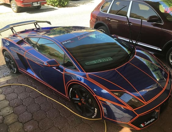 Unique looking Tron Lamborghini Gallardo LP 560-4 spotted in Kuwait. It is owned by Mohammad M AlHindal. Follow him on Instagram for more of his content.