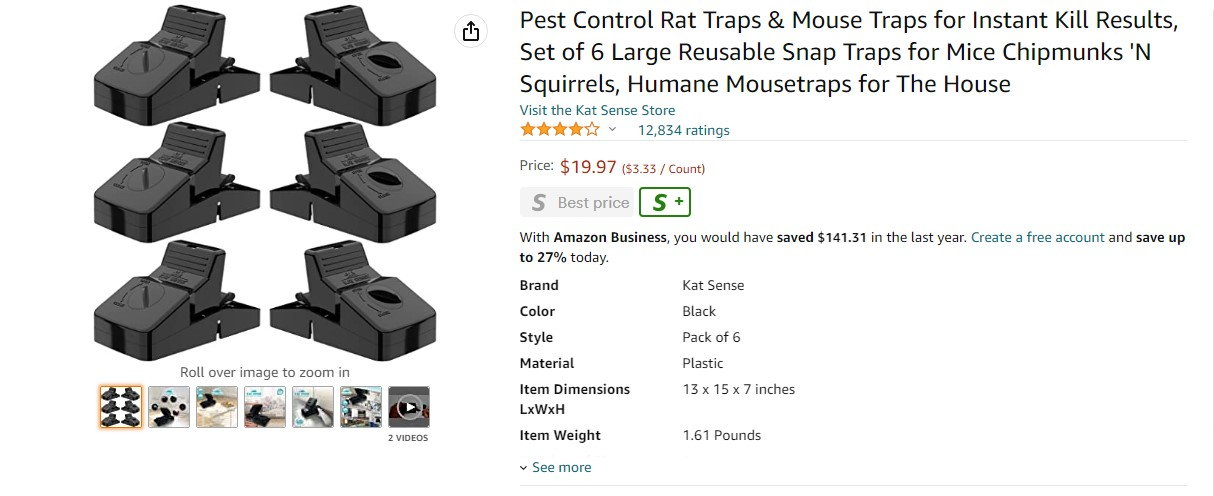 Kat Sense Pest Control Rat Traps & Mouse Traps for Instant Kill