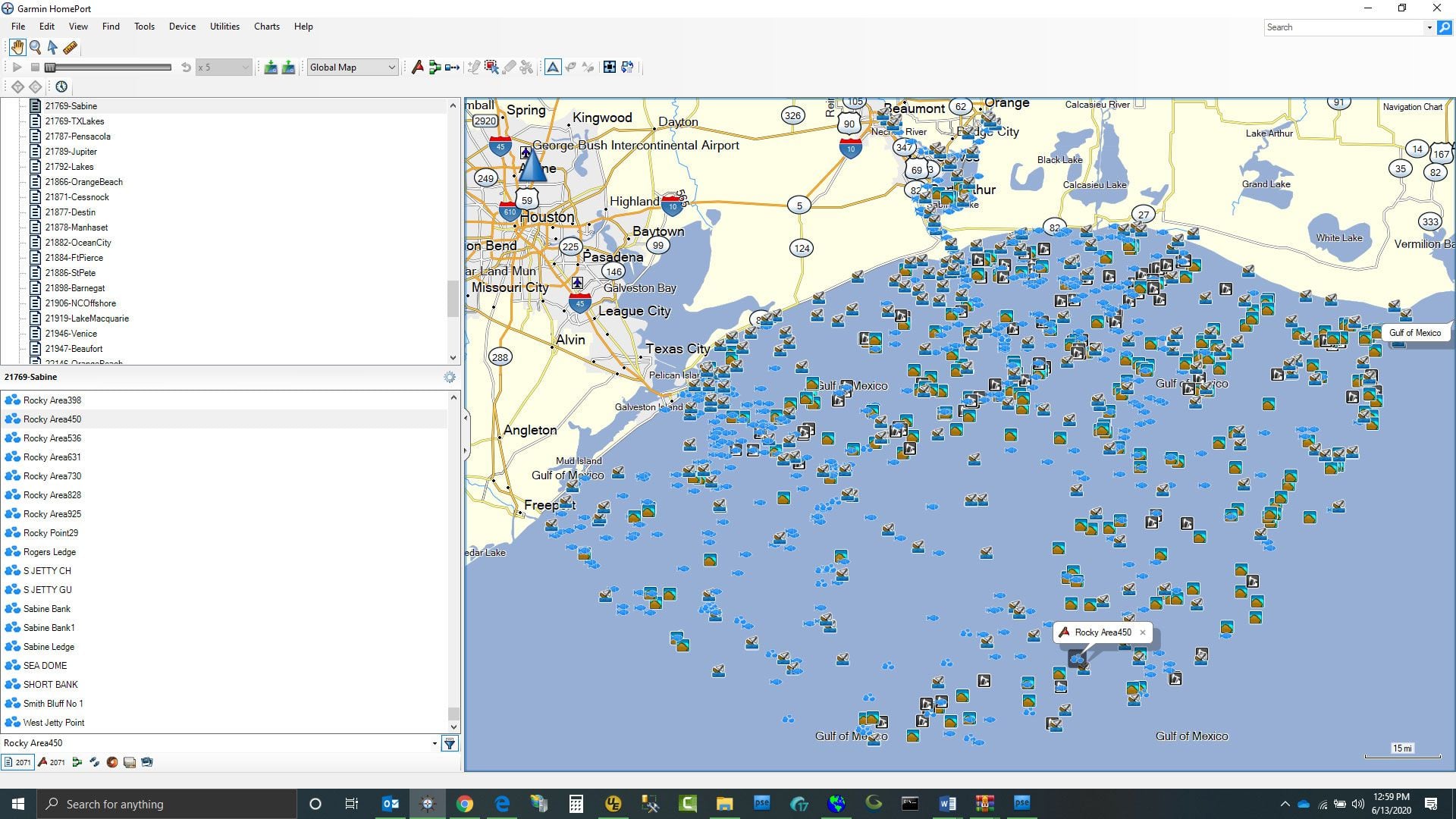 Sabine Lake Inshore Fishing Spots - Texas Fishing Spots Maps for GPS