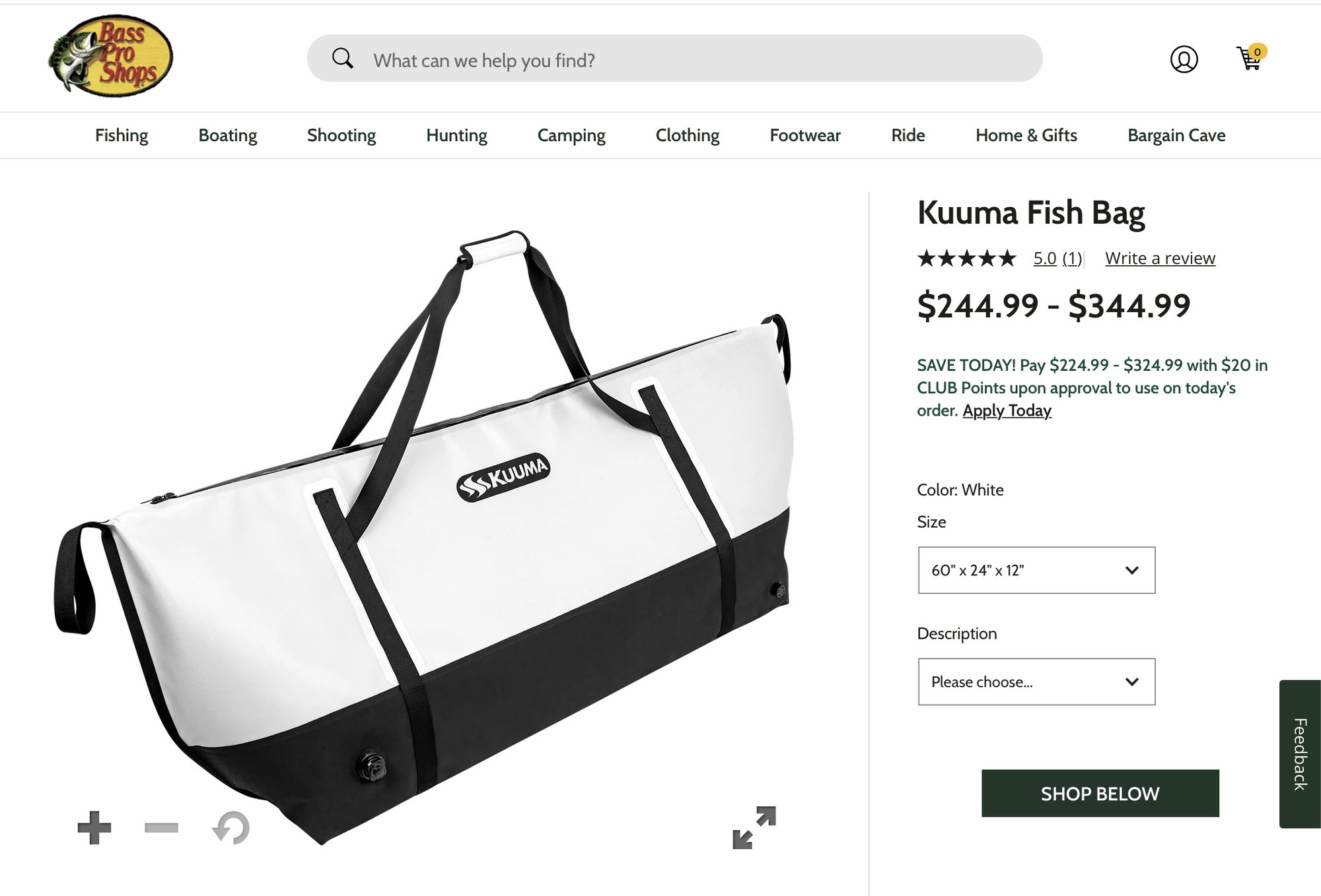 Reliable Fishing Products 20 inch x 36 inch Insulated Kayak Kill Bag  White 1 Piece  Frys Food Stores