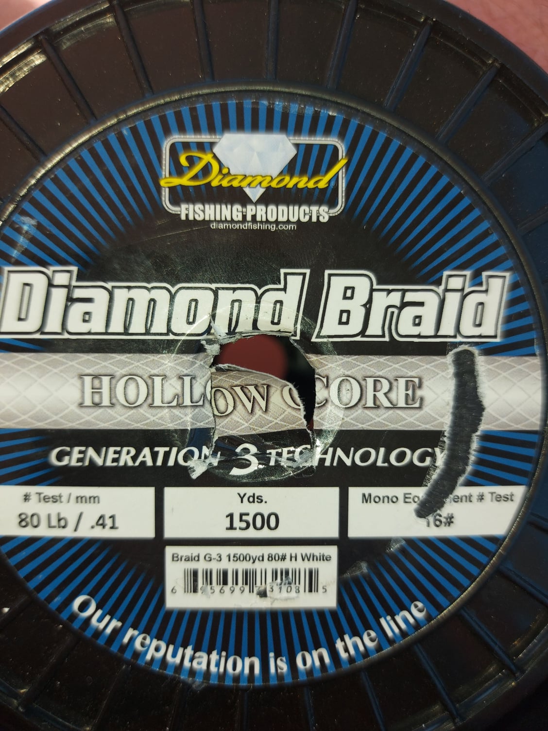 Momoi Diamond Braid Generation III Hollow Core Line - White
