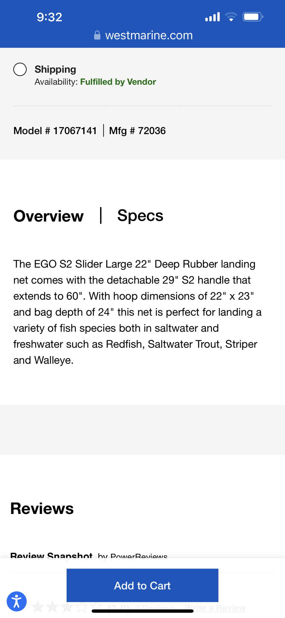 Ego S2 Slider Large Deep Rubber Net