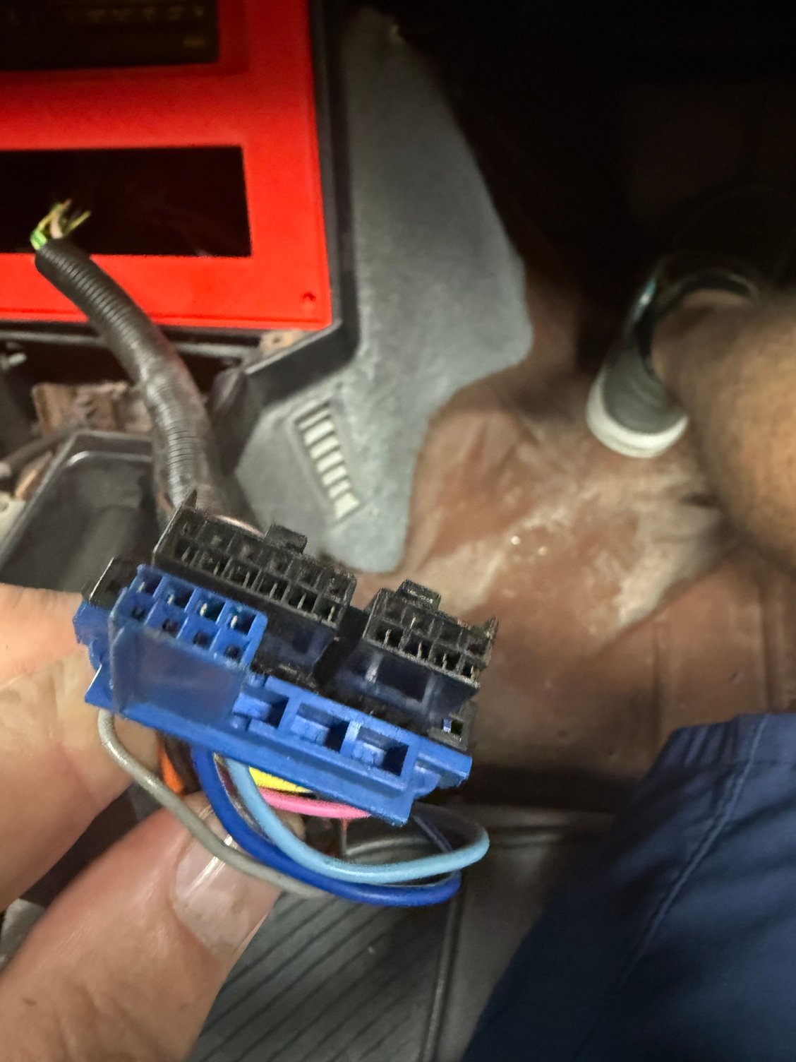 Trying to piece the interior back together on a 90 camaro.  Is this the stock radio connector because there was an aftermarket Panasonic cd player radio in the car but that doesn�t fit this connector.