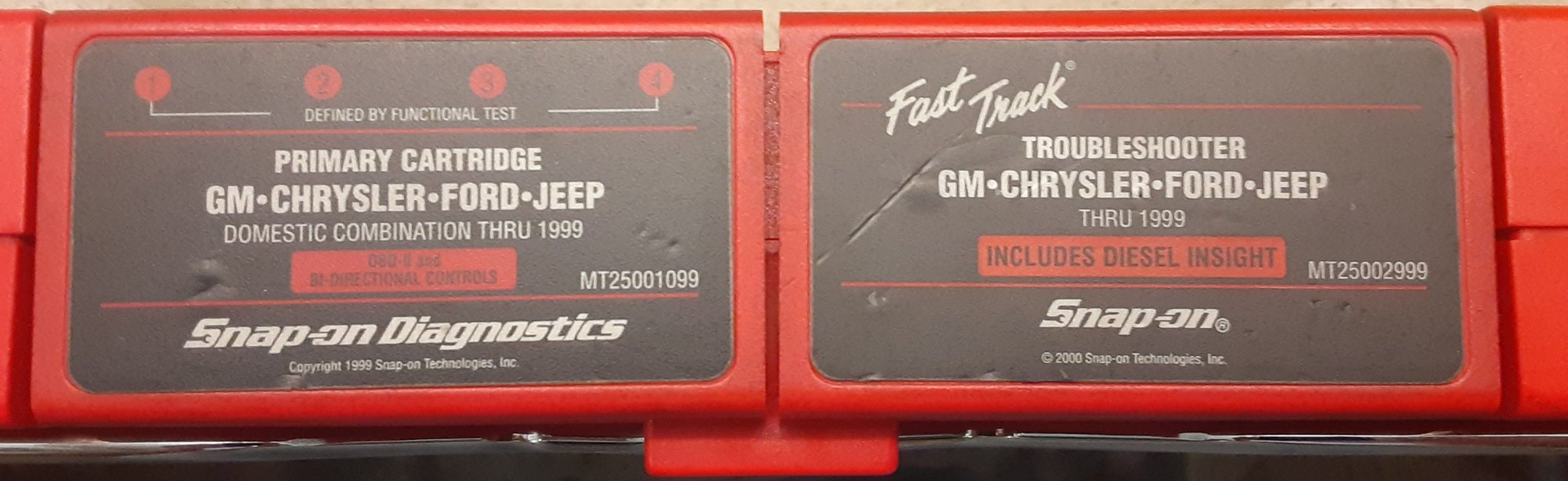 Thru 1999 4 in 1 US Domestic Primary Cartridge with thru 1999 4 in 1 US Domestic Fast Track Troubleshooter Cartridge. The JEEP coverage starts at 1984. 