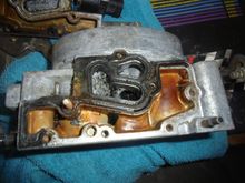 Plate off and you can see how nasty both the coolant and the air portions are.