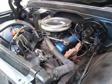 350 with Moroso breather and MSD street fire billet distributor.