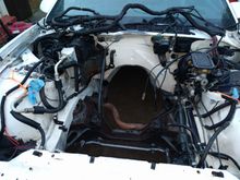 Engine and Trans removed and engine bay pressure washed.