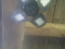 Spent the June budget replacing the 6 light bulbs in the barn to these 100w 4 panel 10k lumen babys. LOVE. Literally just screw em in to the light socket. 
