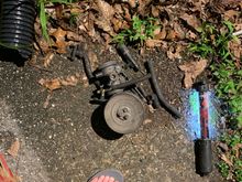 Ripped out the smog pump, EGR setup and picked up the dayco belt to reroute around the now removed useless garbage. Makes working on the passenger side much easier. Looks cleaner too. Going to cap the header valves after they soak in PB blaster. 