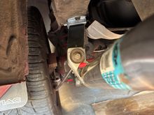 That aftermarket Walker exhaust hanger I picked up last year makes this work, hopefully lasts.  