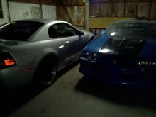 Check it out, a Mustang and a Camaro hanging out together!
