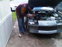 17 year old son helping install the new lights