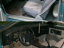 top picture was taken 5/8/09 when I first got it home, bottom picture was taken 6/14/09. I changed the carpet, dash, seats, door panels, center console, and installed speakers and a CD player.