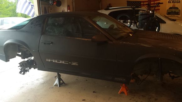 Tearing out and replacing ALL suspension components. Bushings, ball joints, bearings, brakes etc.