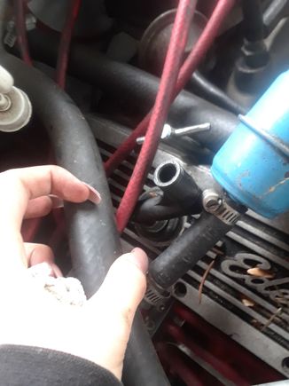 Cut hose 1 (next to carb)