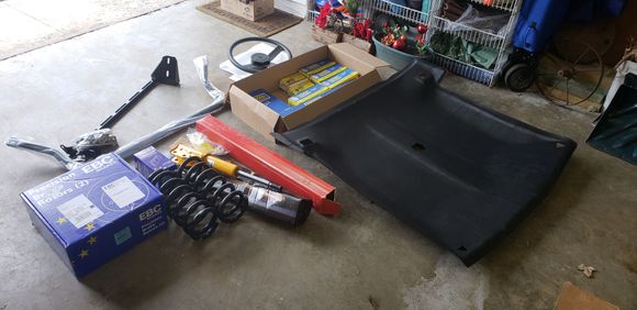 All the parts laid out for the front. Can't wait! I ordered just the headliner board since I already had the fabric.