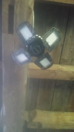 Spent the June budget replacing the 6 light bulbs in the barn to these 100w 4 panel 10k lumen babys. LOVE. Literally just screw em in to the light socket. 