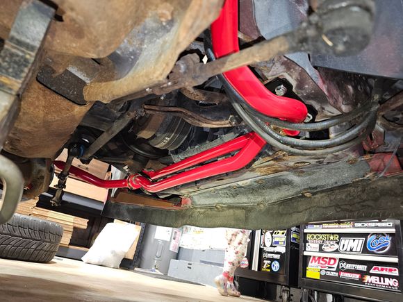 UMI 36 mm front sway bar, sway bar bracket relocation kit, as well as UMI wonderbar. 